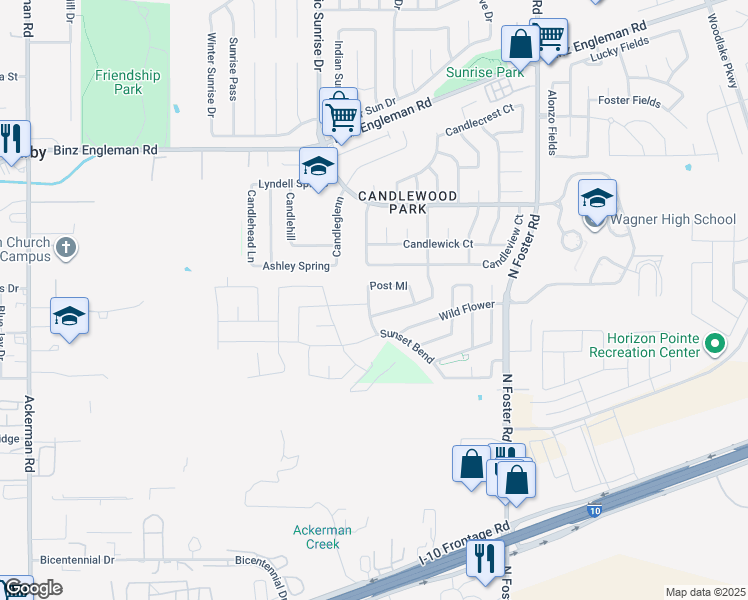 map of restaurants, bars, coffee shops, grocery stores, and more near 2703 Harvest Creek in San Antonio