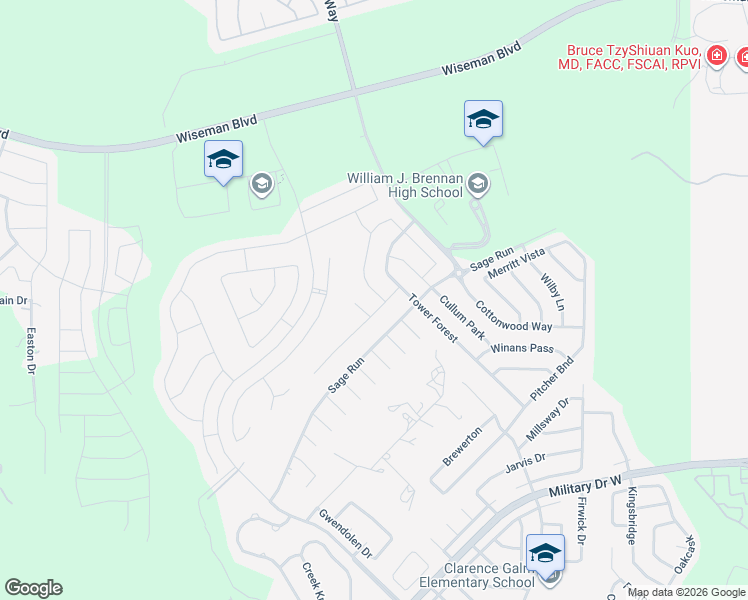 map of restaurants, bars, coffee shops, grocery stores, and more near 11914 Tower Creek in San Antonio