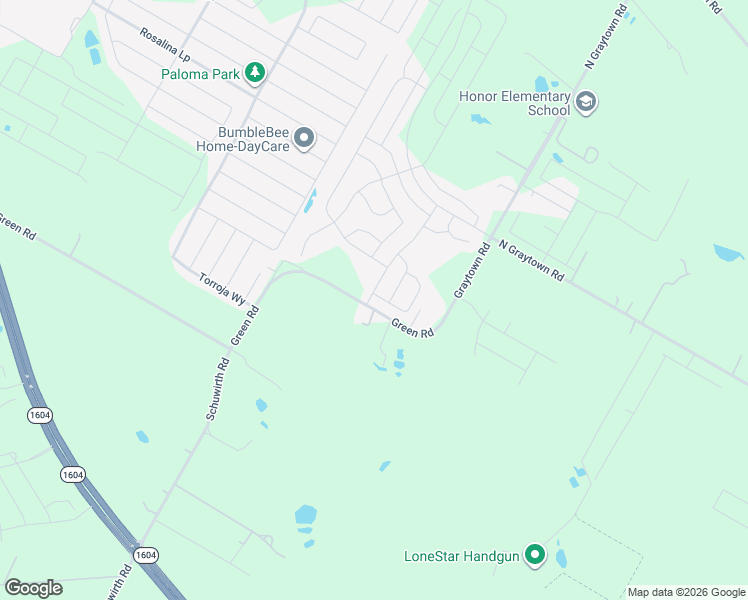 map of restaurants, bars, coffee shops, grocery stores, and more near 9830 Green Road in Converse