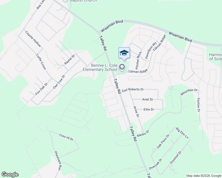 map of restaurants, bars, coffee shops, grocery stores, and more near 2155 Talley Road in San Antonio