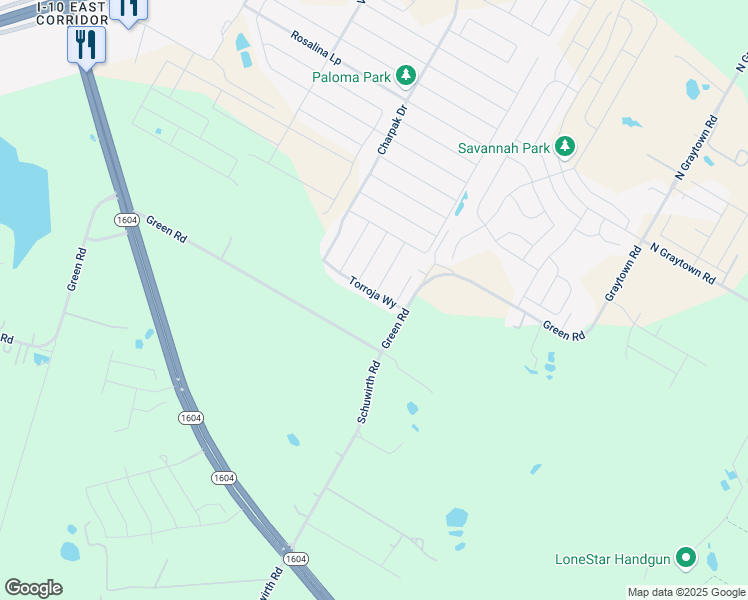 map of restaurants, bars, coffee shops, grocery stores, and more near 10629 Green Road in Converse