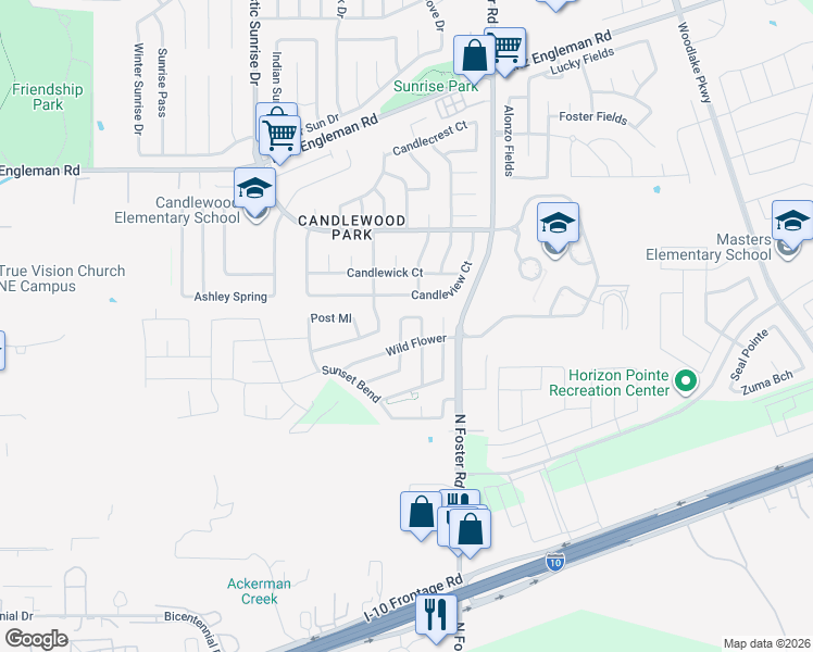 map of restaurants, bars, coffee shops, grocery stores, and more near 2722 Cedar Sound in San Antonio