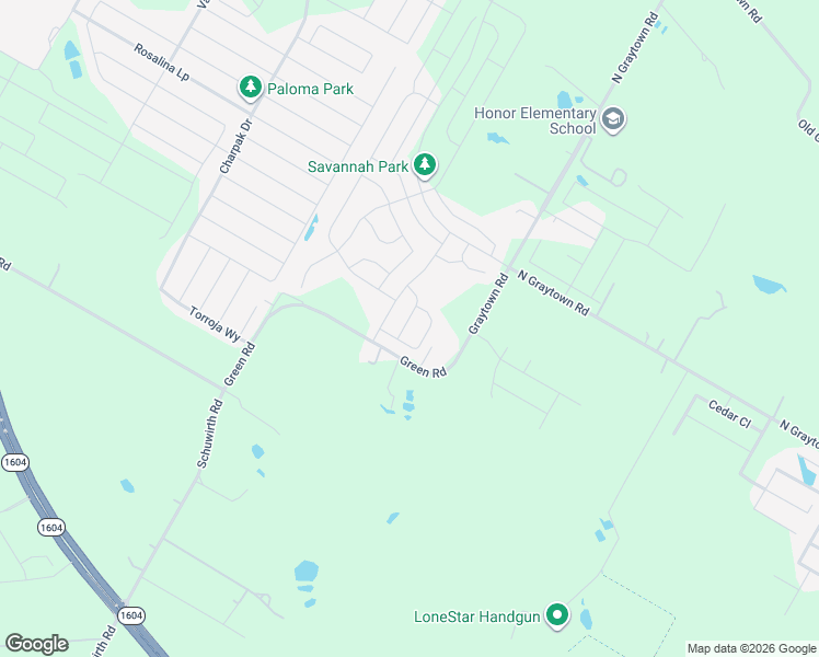 map of restaurants, bars, coffee shops, grocery stores, and more near 9765-9819 Green Road in Converse