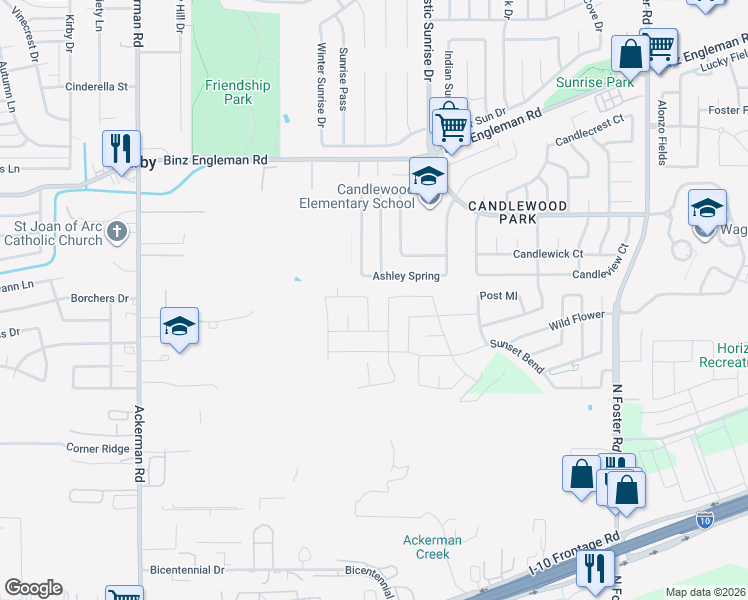 map of restaurants, bars, coffee shops, grocery stores, and more near 2619 Willow Pond in San Antonio