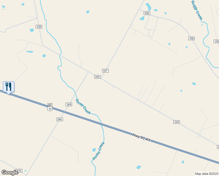 map of restaurants, bars, coffee shops, grocery stores, and more near 1517 County Road 349 in Shiner