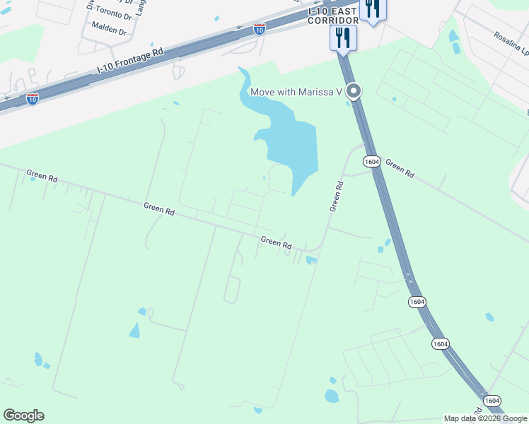 map of restaurants, bars, coffee shops, grocery stores, and more near 9289-9383 Green Road in Converse