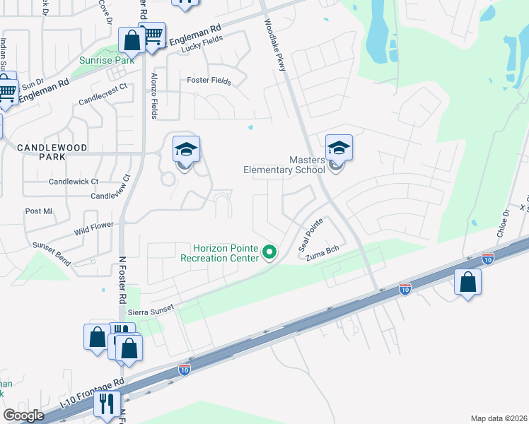 map of restaurants, bars, coffee shops, grocery stores, and more near 2703 Moon Rock in Converse