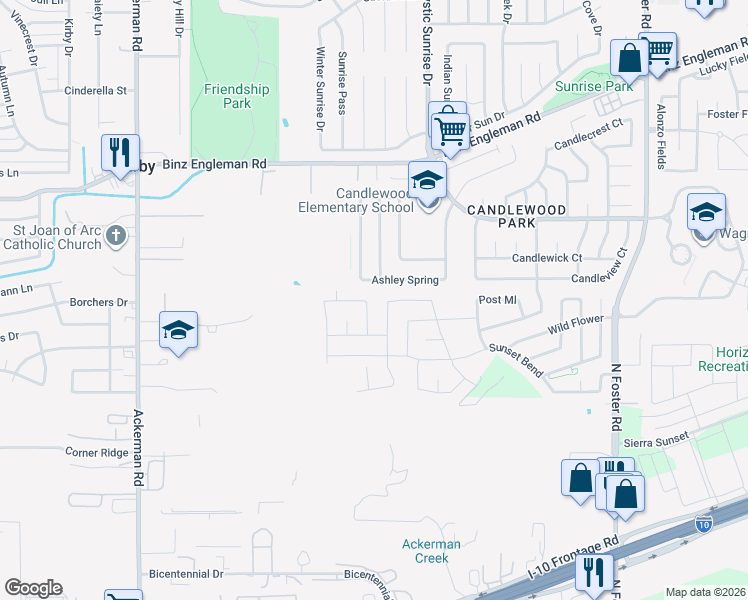 map of restaurants, bars, coffee shops, grocery stores, and more near 2619 Willow Pond in San Antonio