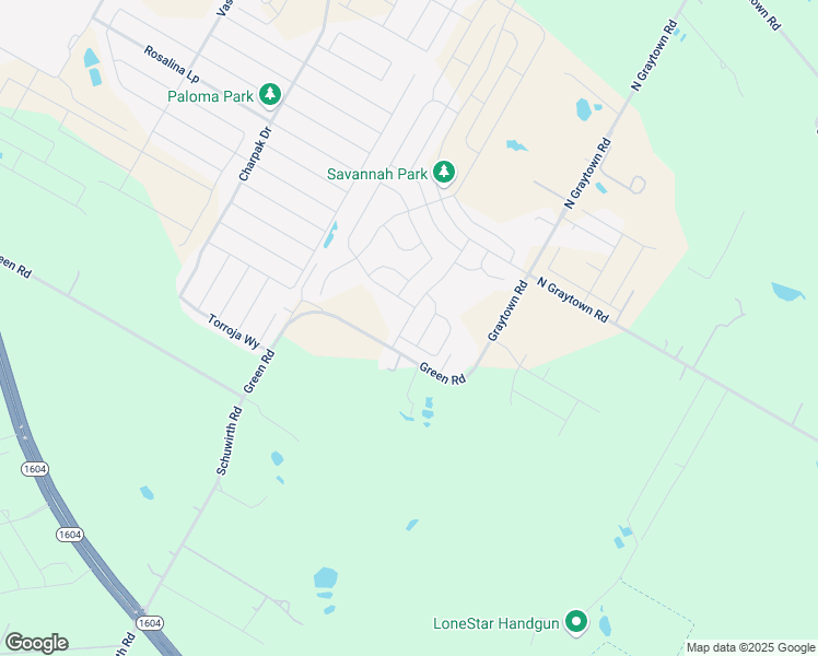 map of restaurants, bars, coffee shops, grocery stores, and more near 9830 Green Road in Converse