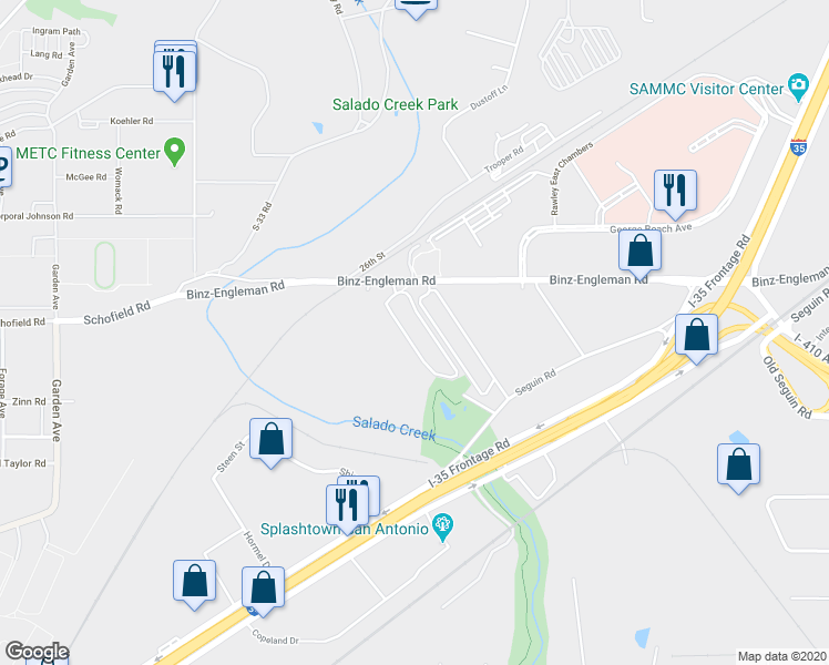 map of restaurants, bars, coffee shops, grocery stores, and more near 3644 Binz-Engleman Road in San Antonio