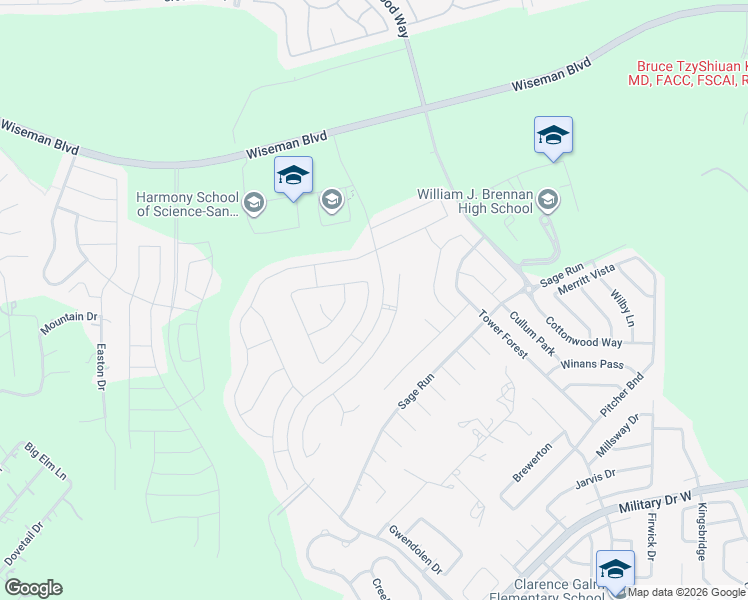 map of restaurants, bars, coffee shops, grocery stores, and more near 2047 Buckner Pass in San Antonio