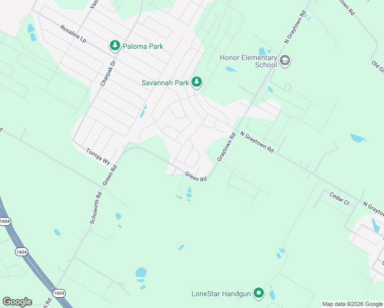map of restaurants, bars, coffee shops, grocery stores, and more near 9765-9819 Green Road in Converse