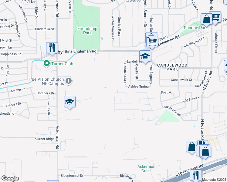 map of restaurants, bars, coffee shops, grocery stores, and more near 6011 Red Rose in San Antonio
