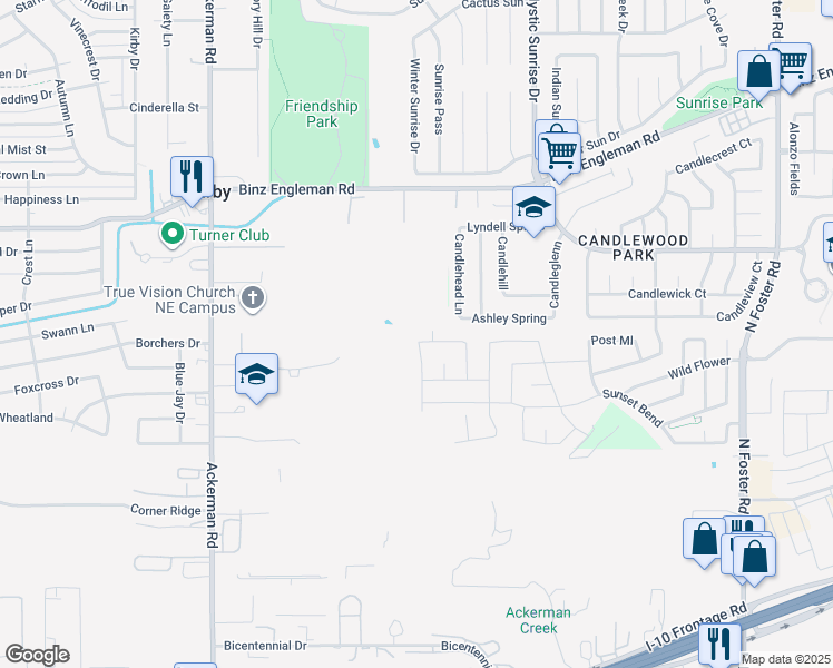 map of restaurants, bars, coffee shops, grocery stores, and more near 6011 Red Rose in San Antonio