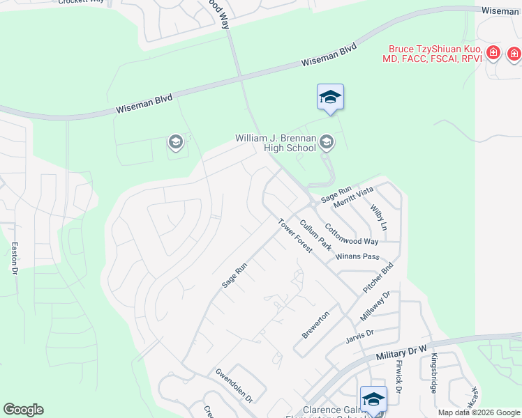 map of restaurants, bars, coffee shops, grocery stores, and more near 11906 Tower Forest in San Antonio