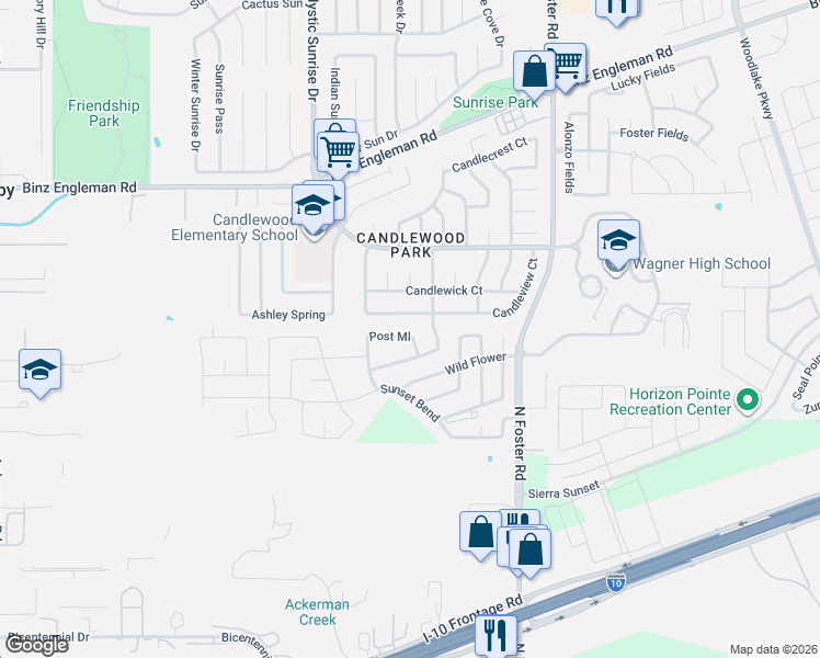 map of restaurants, bars, coffee shops, grocery stores, and more near 6229 Candleview Court in San Antonio