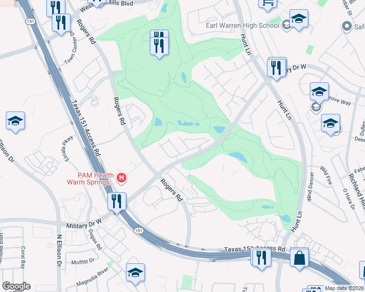 map of restaurants, bars, coffee shops, grocery stores, and more near 9651 Cafe Terrace in San Antonio