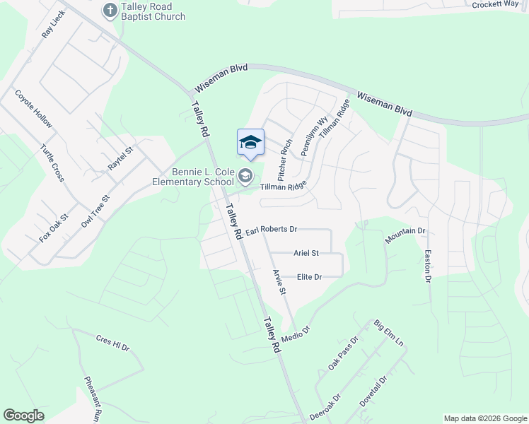 map of restaurants, bars, coffee shops, grocery stores, and more near 13178 Maridell Park in San Antonio