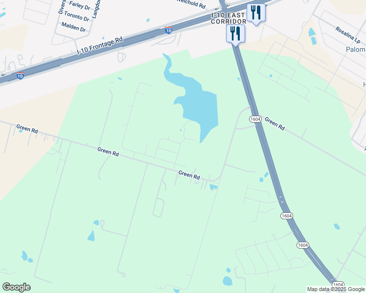 map of restaurants, bars, coffee shops, grocery stores, and more near 9289-9383 Green Road in Converse