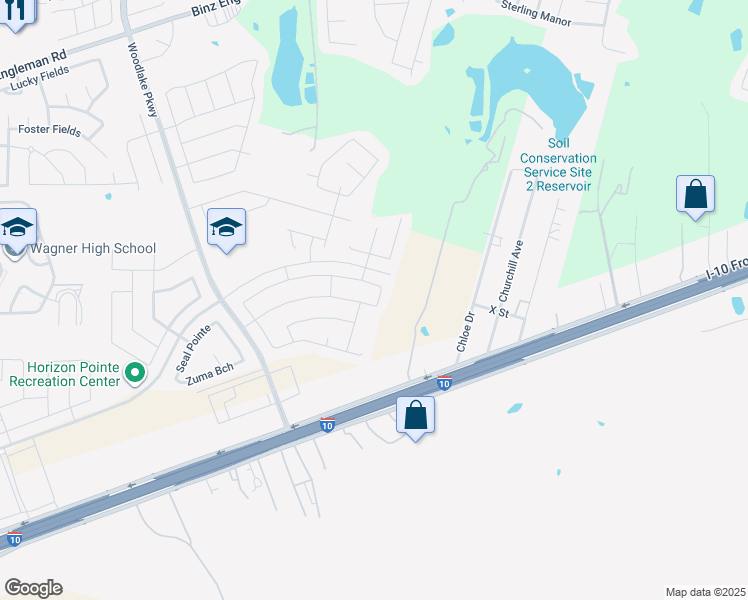 map of restaurants, bars, coffee shops, grocery stores, and more near 7303 Capricorn Way in Converse