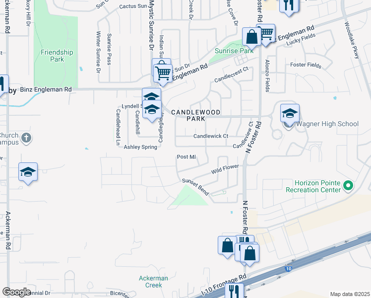 map of restaurants, bars, coffee shops, grocery stores, and more near 6229 Candleview Court in San Antonio