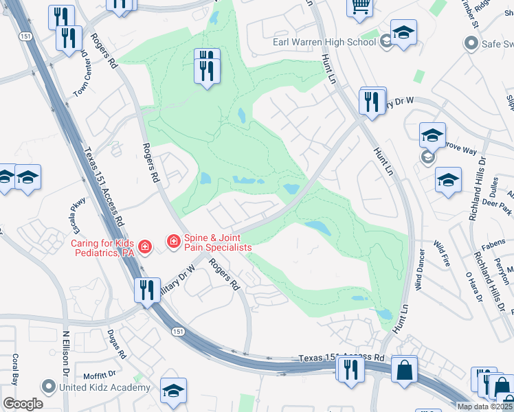 map of restaurants, bars, coffee shops, grocery stores, and more near 9610 Cafe Terrace in San Antonio