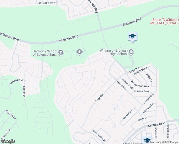 map of restaurants, bars, coffee shops, grocery stores, and more near 2121 Buckner Pass in San Antonio