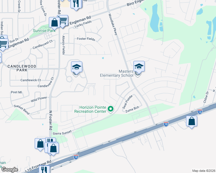 map of restaurants, bars, coffee shops, grocery stores, and more near 2739 Moon Rock in Converse