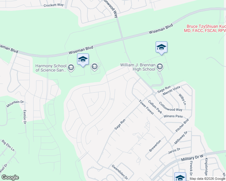map of restaurants, bars, coffee shops, grocery stores, and more near 2121 Buckner Pass in San Antonio