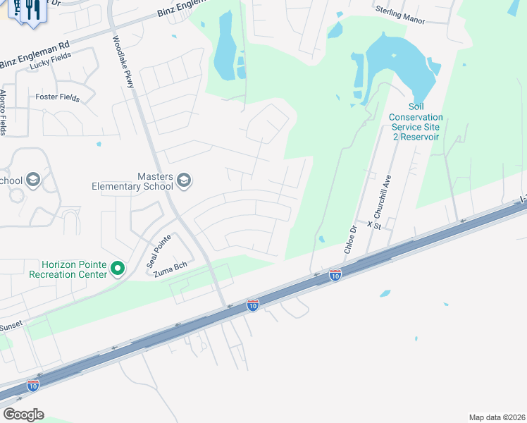 map of restaurants, bars, coffee shops, grocery stores, and more near 7234 Marina Del Rey in Converse