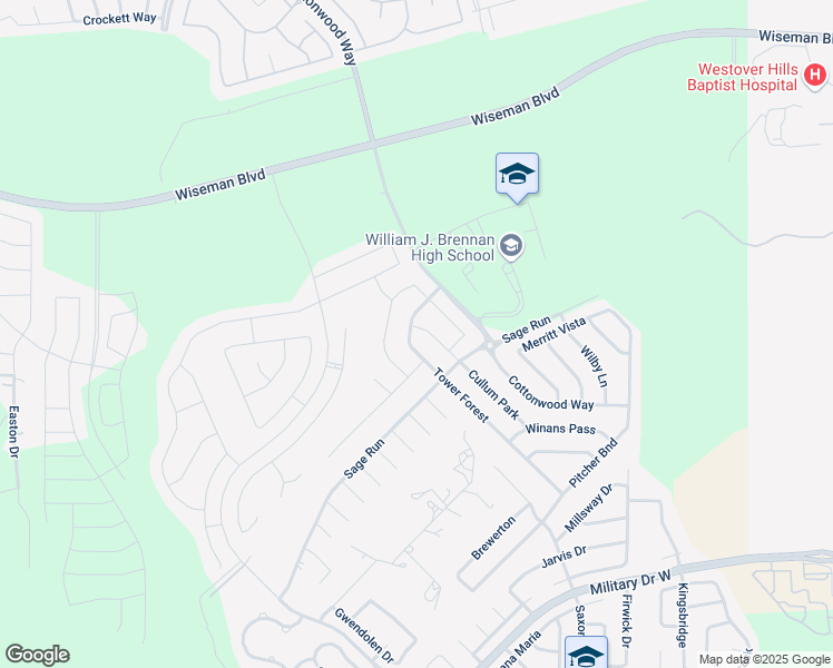 map of restaurants, bars, coffee shops, grocery stores, and more near 11906 Tower Forest in San Antonio