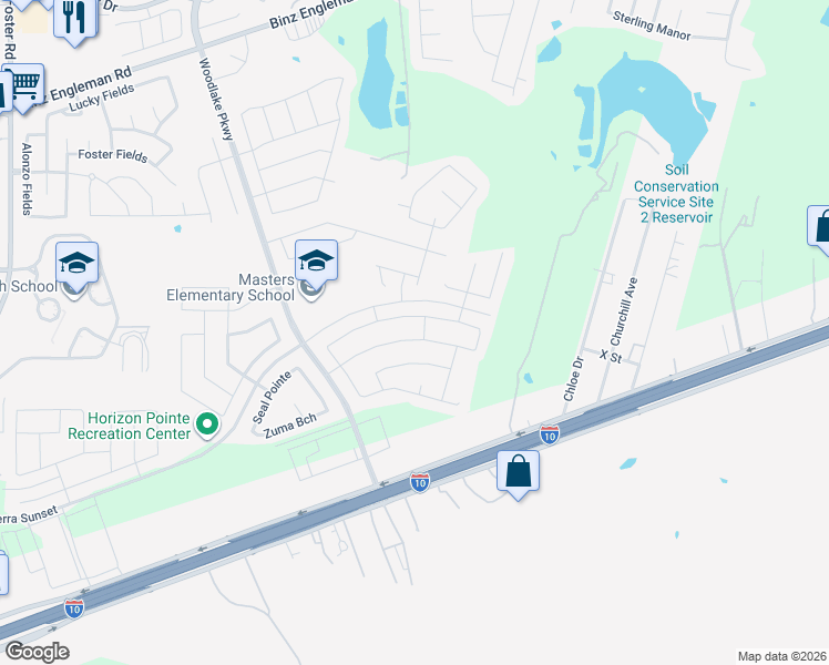 map of restaurants, bars, coffee shops, grocery stores, and more near 7211 Marina Del Rey in Converse