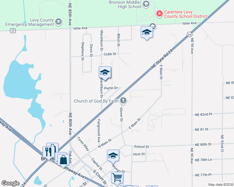 map of restaurants, bars, coffee shops, grocery stores, and more near 480 Margaret Street in Bronson