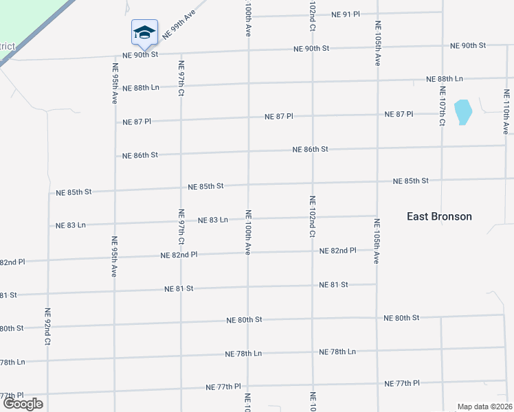 map of restaurants, bars, coffee shops, grocery stores, and more near 8431 Northeast 100th Avenue in Bronson