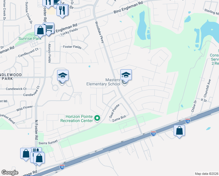 map of restaurants, bars, coffee shops, grocery stores, and more near 7023 Phoenix Path in Converse