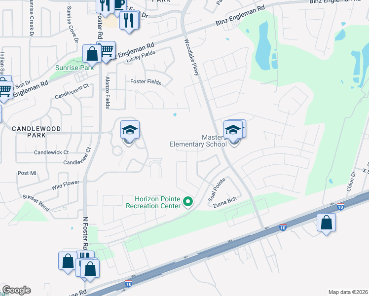 map of restaurants, bars, coffee shops, grocery stores, and more near 6916 Shell Beach in Converse
