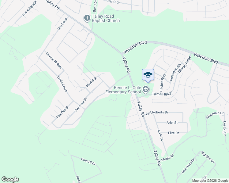 map of restaurants, bars, coffee shops, grocery stores, and more near 13406 Elm Forrest in San Antonio