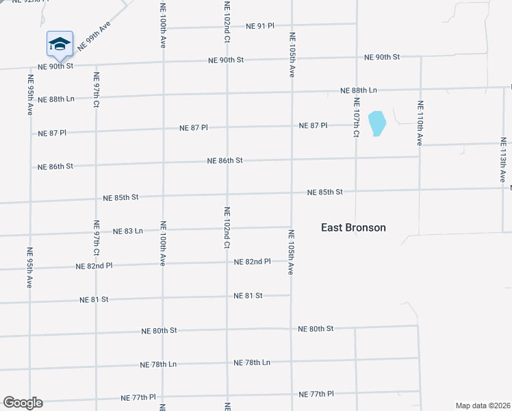 map of restaurants, bars, coffee shops, grocery stores, and more near 10330 Northeast 85th Street in Bronson
