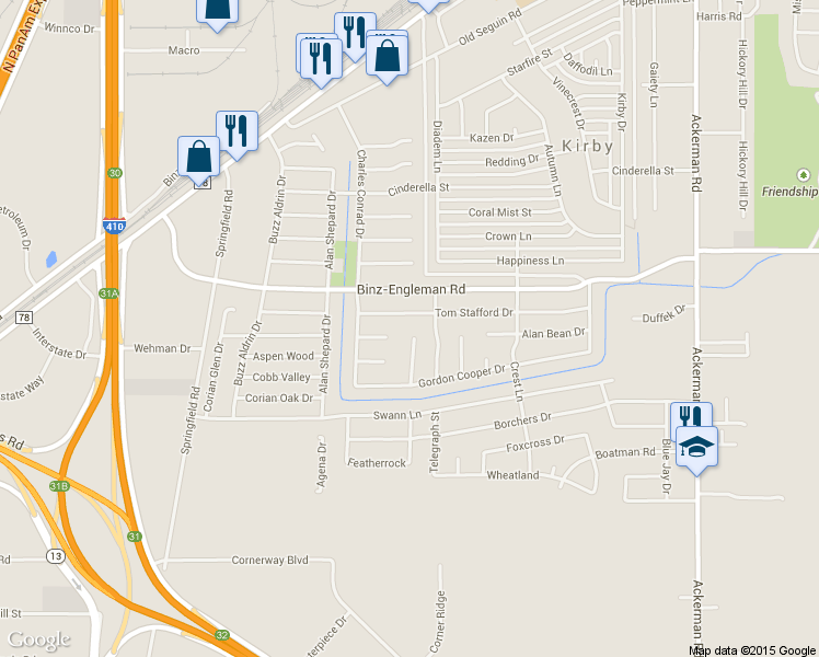 map of restaurants, bars, coffee shops, grocery stores, and more near 2843 Rod Schaffe Street in San Antonio