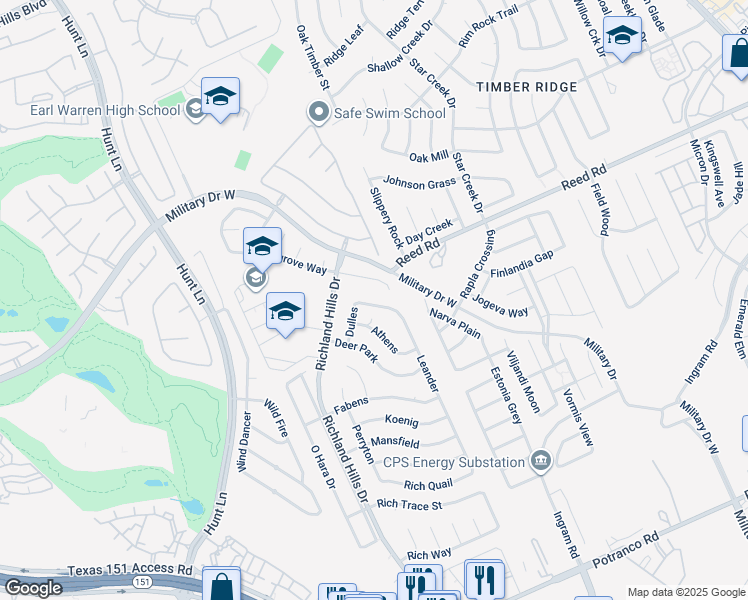map of restaurants, bars, coffee shops, grocery stores, and more near 1926 Leander in San Antonio
