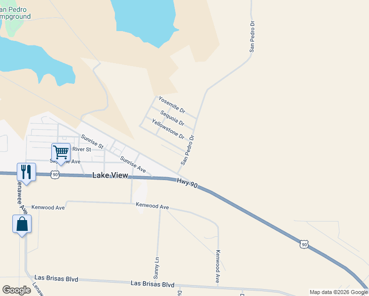 map of restaurants, bars, coffee shops, grocery stores, and more near 101 Shadow Mountain Drive in Del Rio