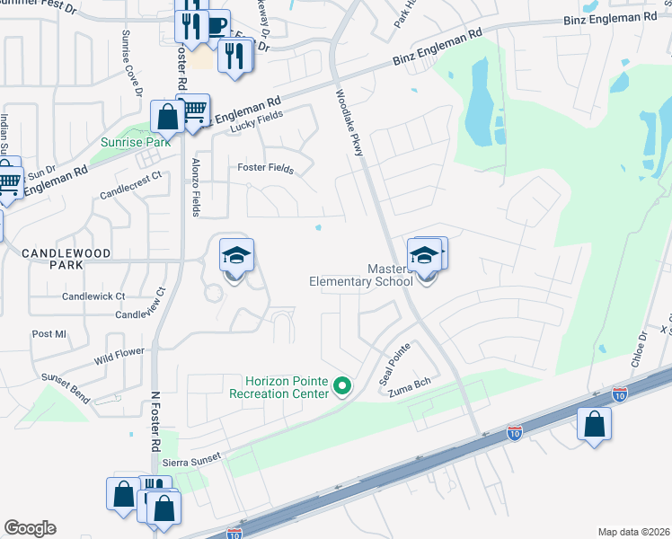 map of restaurants, bars, coffee shops, grocery stores, and more near 6916 Shell Beach in Converse