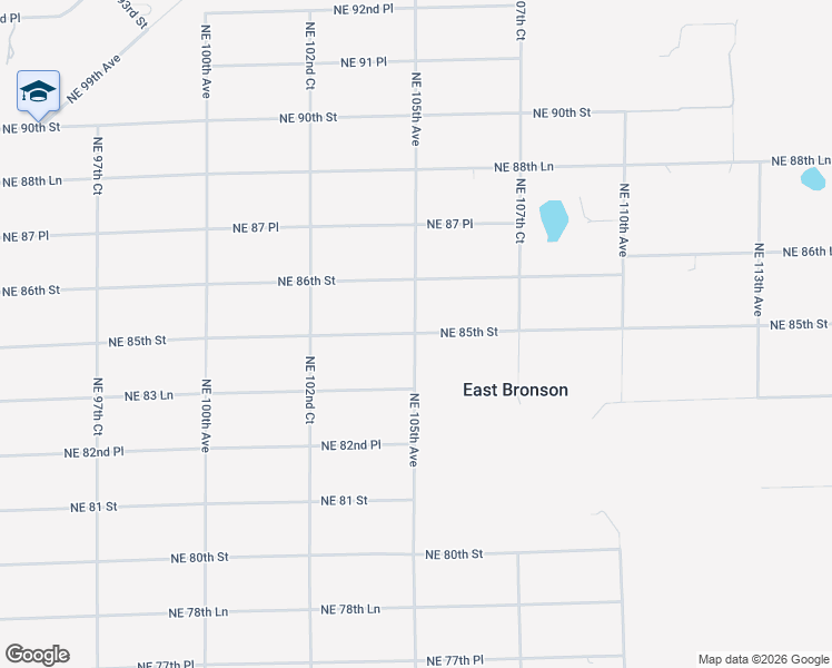 map of restaurants, bars, coffee shops, grocery stores, and more near 10330 Northeast 85th Street in Bronson