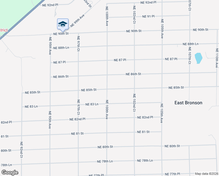 map of restaurants, bars, coffee shops, grocery stores, and more near 8431 Northeast 100th Avenue in Bronson