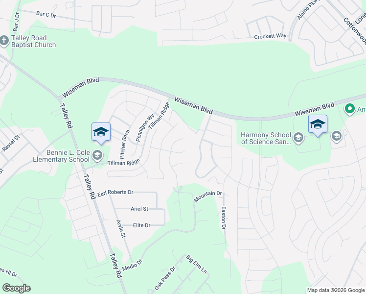 map of restaurants, bars, coffee shops, grocery stores, and more near 12832 Tibetta Green in San Antonio