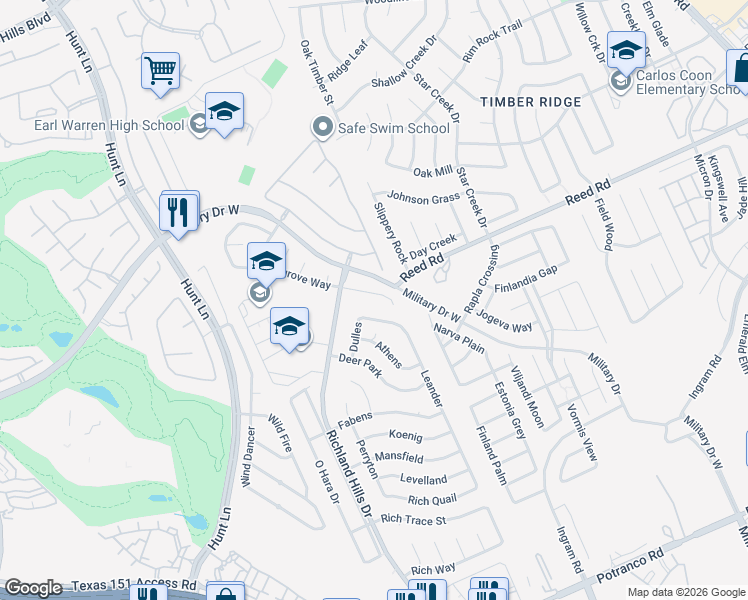 map of restaurants, bars, coffee shops, grocery stores, and more near 1926 Leander in San Antonio