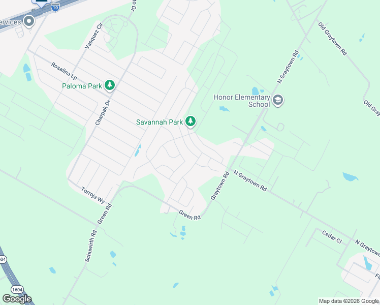 map of restaurants, bars, coffee shops, grocery stores, and more near 10925 Green Road in Converse