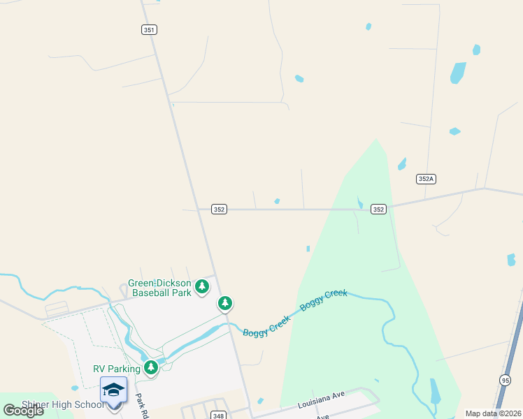 map of restaurants, bars, coffee shops, grocery stores, and more near 314 County Road 352 in Shiner