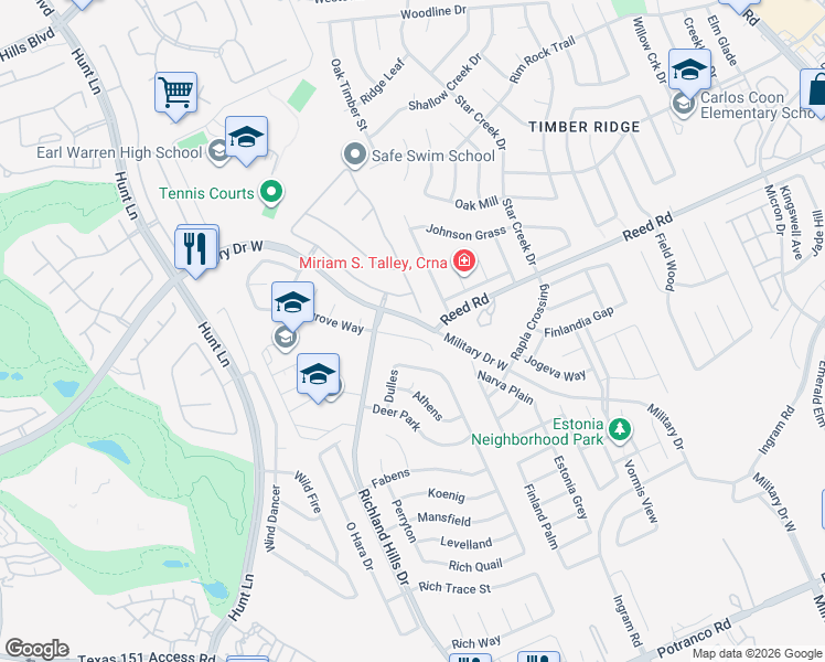 map of restaurants, bars, coffee shops, grocery stores, and more near 2411 Sage Hollow in San Antonio