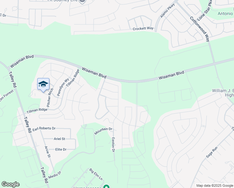 map of restaurants, bars, coffee shops, grocery stores, and more near 2343 Elysian Trail in San Antonio